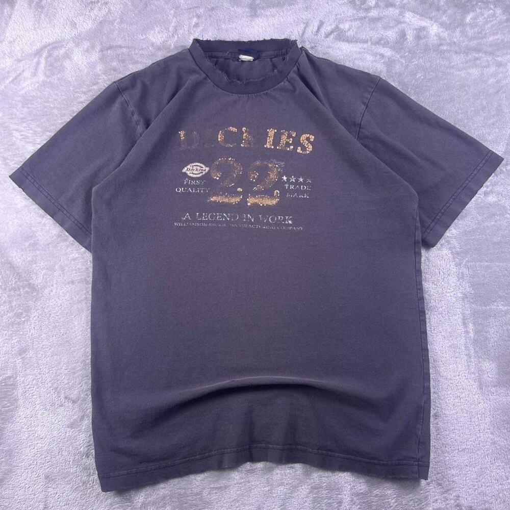 Vintage Y2K Dickies 22 Graphic T-Shirt Mens M-L Faded Black Distressed Grunge